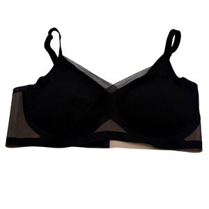 Honeylove Silhouette Wireless Bra Black Mesh Trim Adjustable Straps Medium